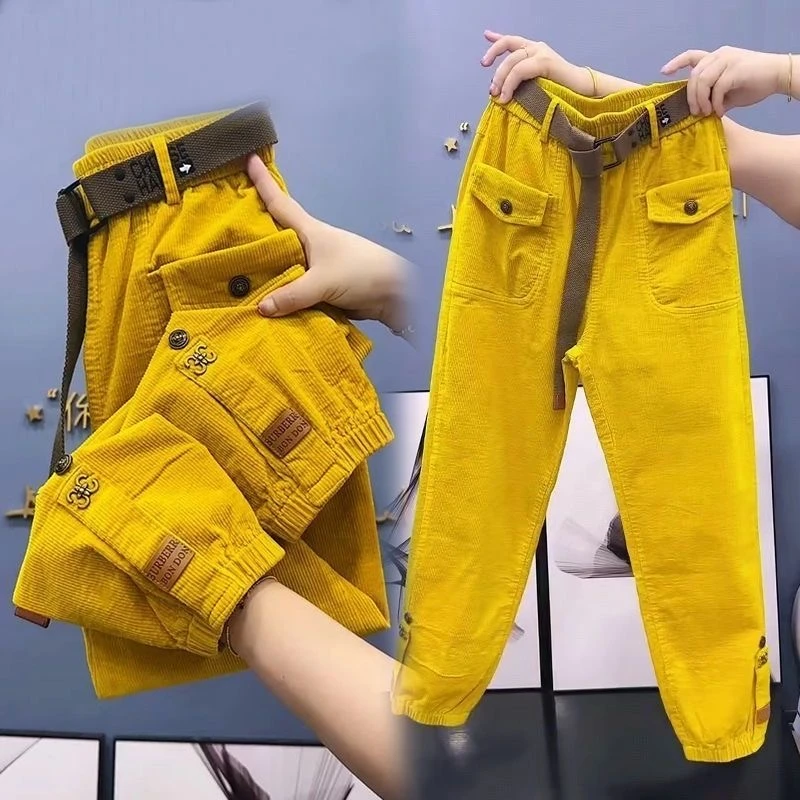 秋冬爆款加绒休闲裤宽松版型时尚洋气百搭小个子高腰束脚裤哈伦裤