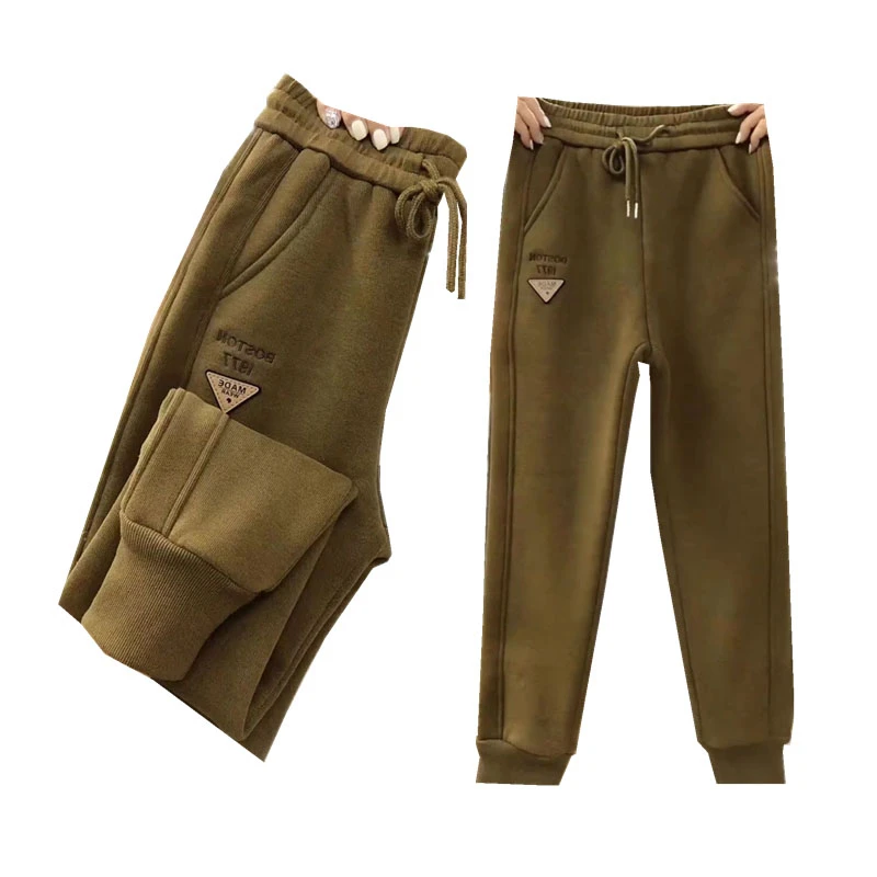 2024冬季新款加厚加绒显瘦百搭加绒休闲女裤韩版高腰哈伦小脚卫裤