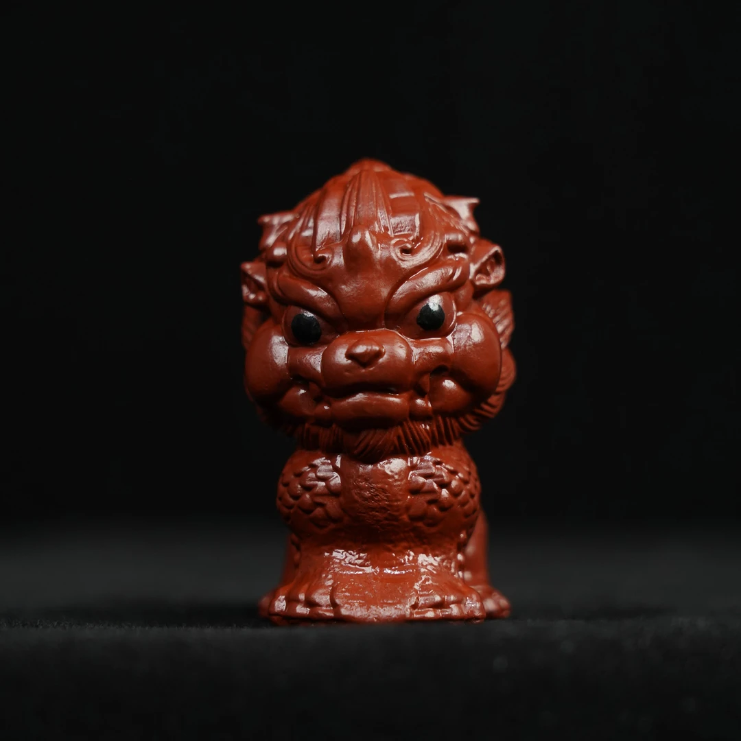 宜兴原矿朱泥大红袍雕塑瑞兽《小麒麟》紫砂手工茶宠茶玩茶道摆件