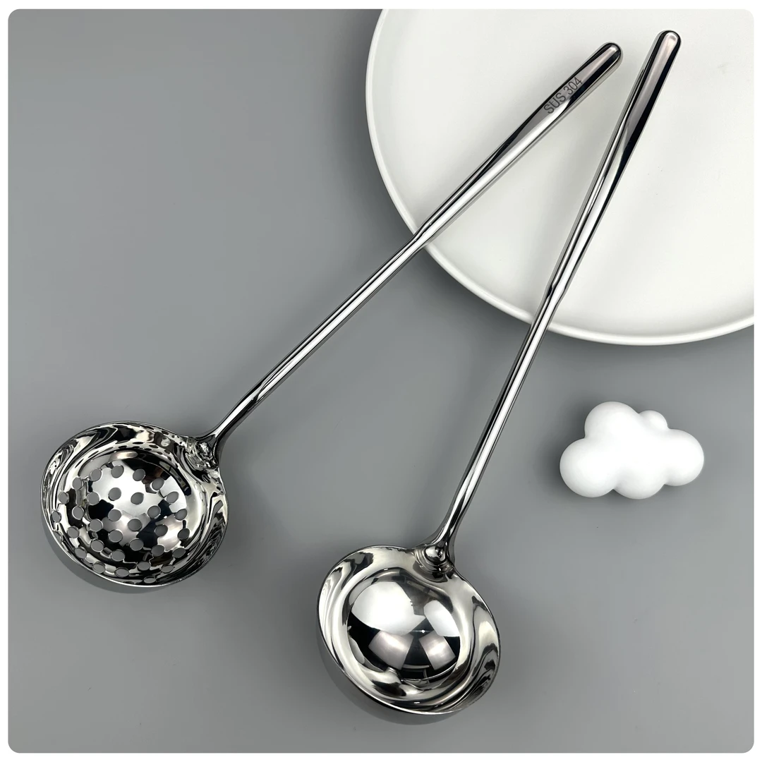 （出口高货）304不锈钢中空防烫出口火锅漏勺汤勺家用长柄捞勺厨房