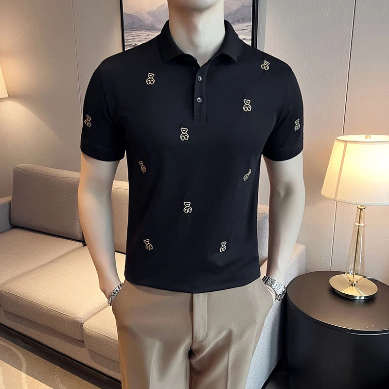 高品质时尚针织T恤男装polo夏季短袖翻领潮流修身帅气男士轻奢