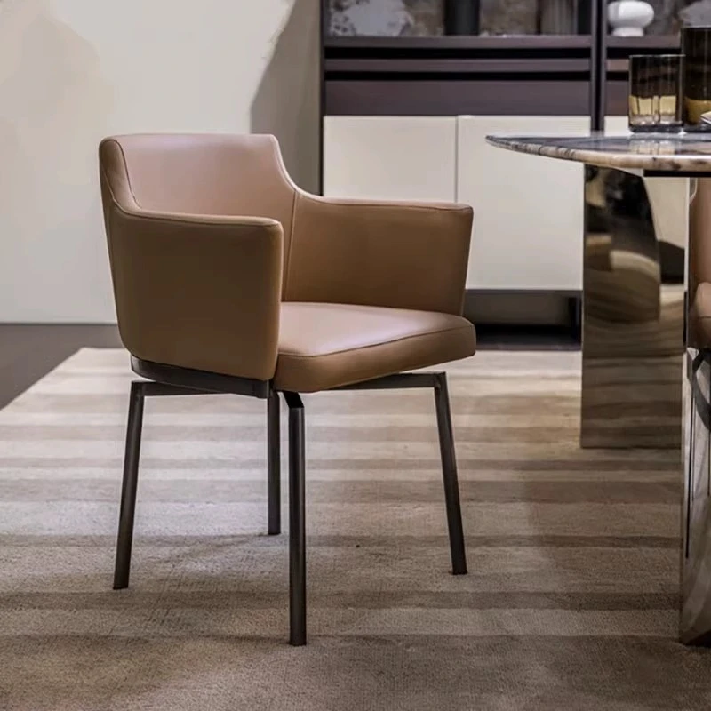 餐椅家用简约轻奢设计师椅子靠背椅售楼处洽谈椅意式麻将椅可旋转