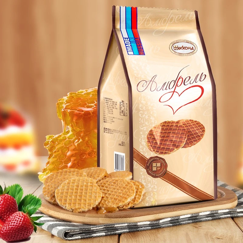 俄罗斯原装进口阿孔特拉丝饼干408克/袋校园休闲食品下午茶