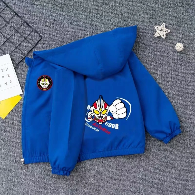 2024春季新款男童外套中小童休闲开衫男孩连帽上衣男宝奥特曼夹克