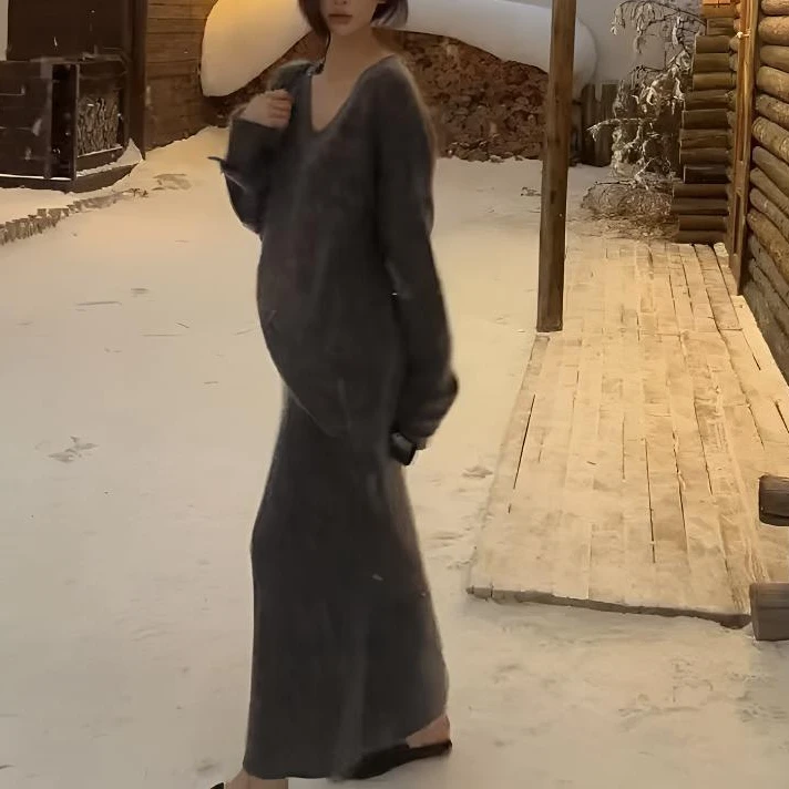 马海毛V领套头超幼马海毛长毛拉毛