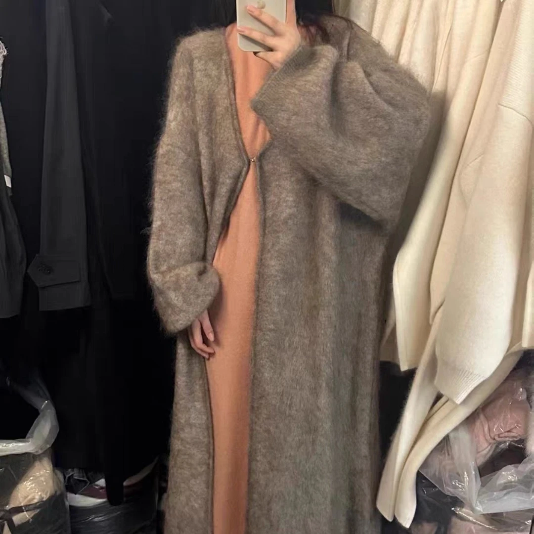 超级马海南非幼崽马海毛拉毛长款开衫长款秋冬新款韩版宽松慵懒风