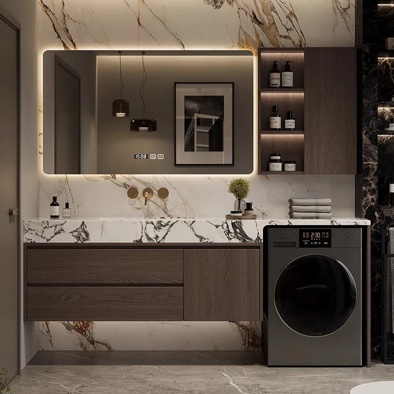 简约现代阳台洗衣机一体盆定制组合卫生间洗漱台洗手洗脸台盆柜