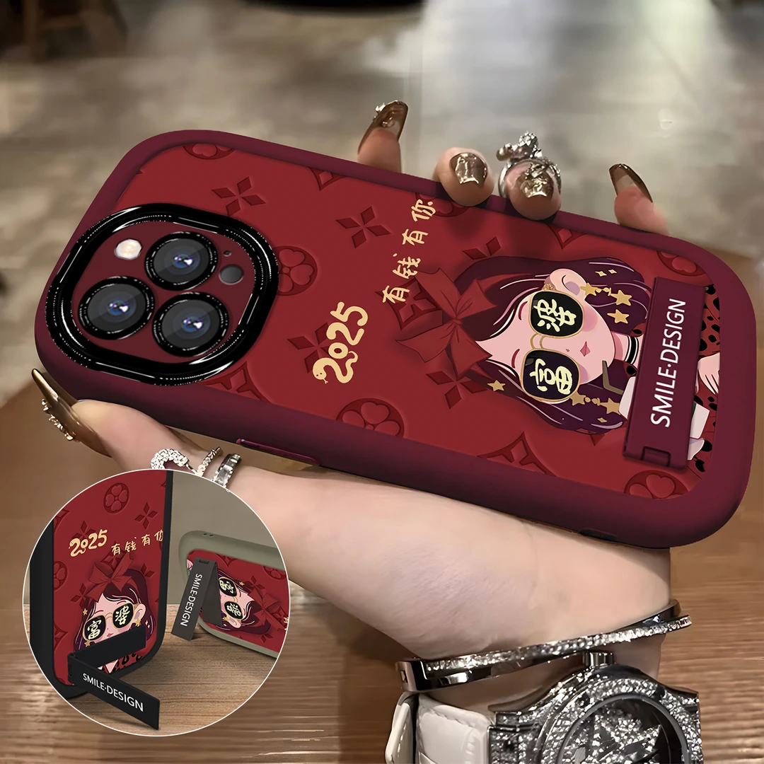 创意咖啡富婆适用于苹果15时尚华为防摔OPPO个性VIVO酒红手机壳