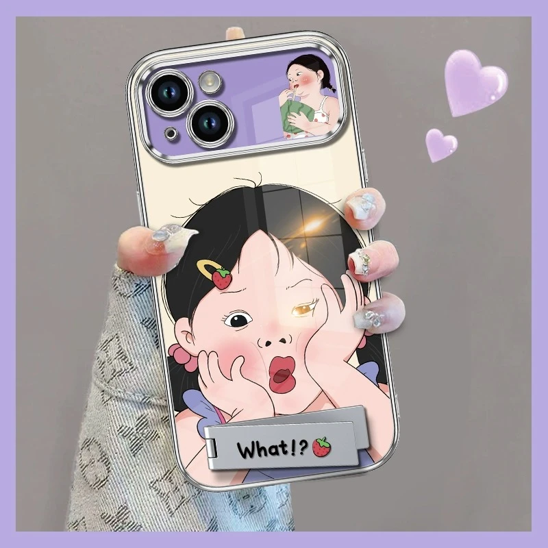 搞怪女孩适用于华为/苹果/oppo/小米/vivo防摔电镀大视窗手机壳女