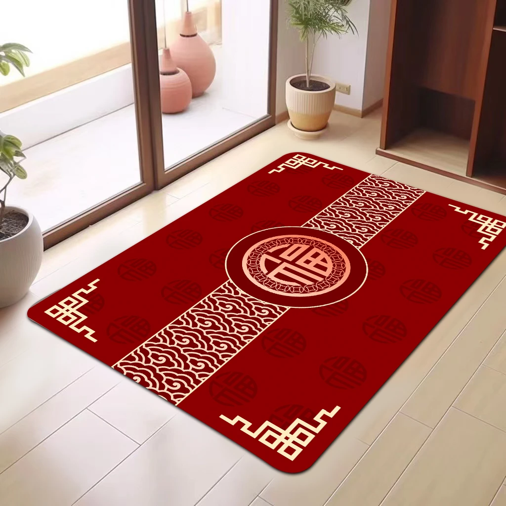 入户门浴室家用厨房卫生间吸水防滑速干地垫地毯图案卧室门厅喜庆
