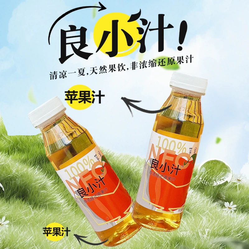 良小汁·100%NFC苹果汁原果萃取无添加300ml*6瓶维C鲜榨果汁天然