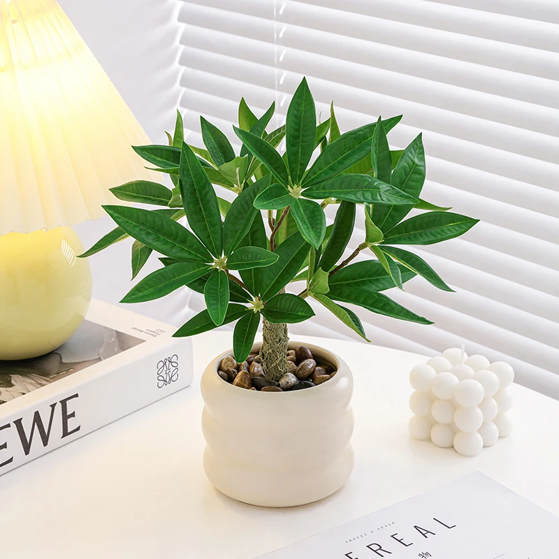 仿真绿植小型盆栽发财树高级感室内办公桌面客厅茶几假花植物摆设