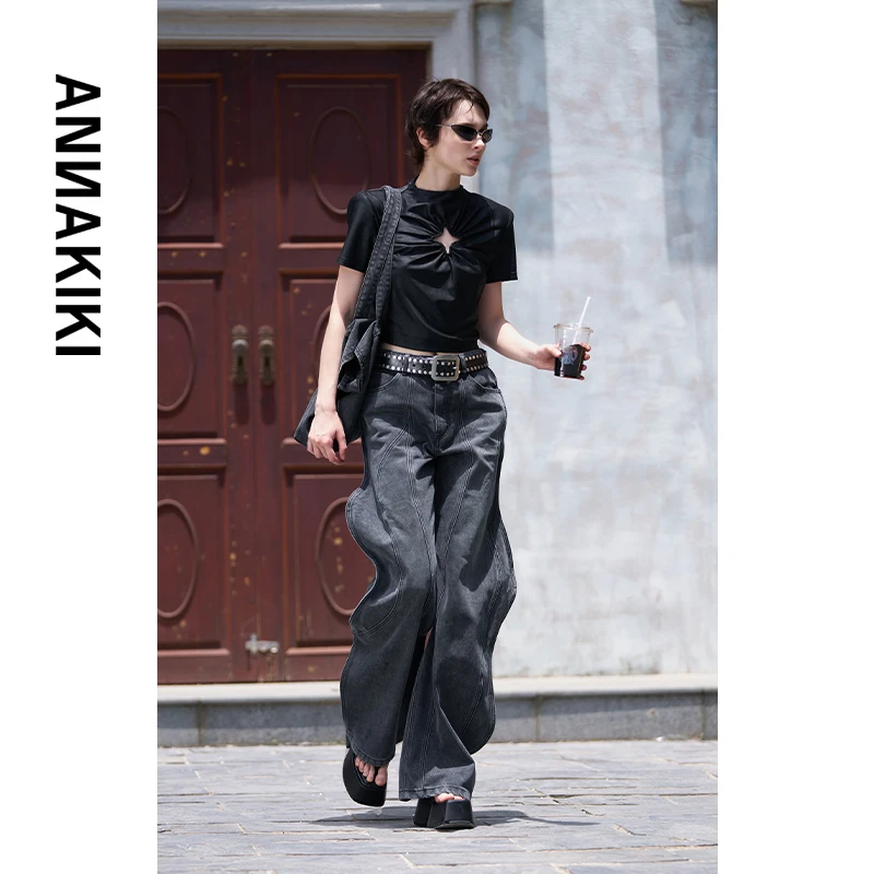 ANNAKIKI 3D波浪分形解构牛仔裤3D3A1233H207