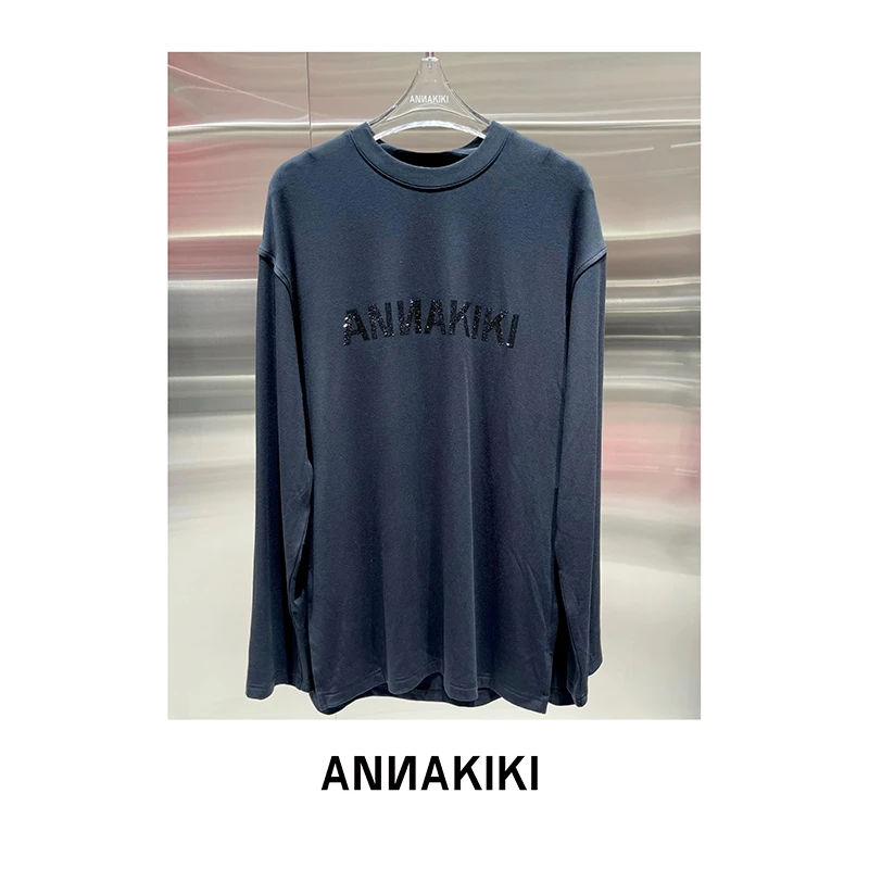 ANNAKIKI LOGO烫钻宽松长袖T 3D4B0102H663A