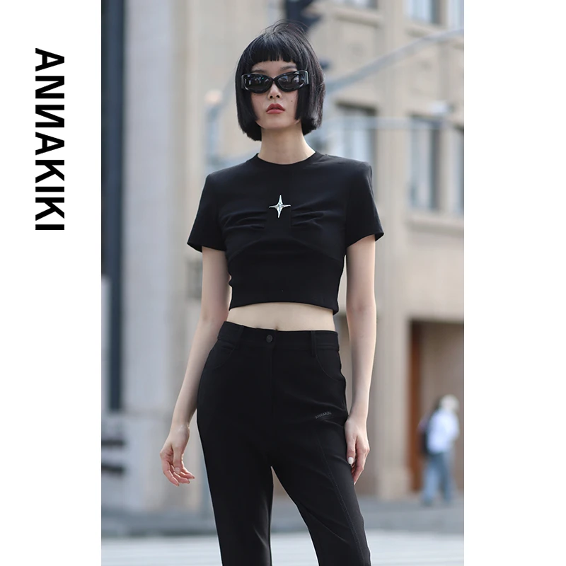 【COCO精选】ANNAKIKI  立体捏褶拼接上衣 3C2A0204H278