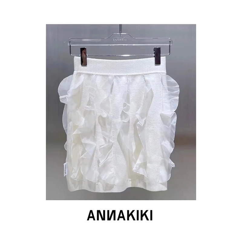 芦芦x  ANNAKIKI真丝羊毛立体荷叶边毛衫半裙3B10723371X