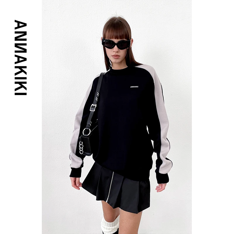 ANNAKIKI 撞色拼接LOGO印花卫衣 3B40410304A