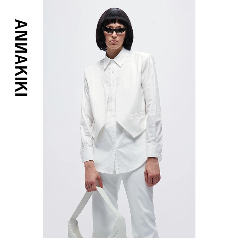 【ZS专属 】ANNAKIKI小众设计宽肩假两件衬衫3A40308290A