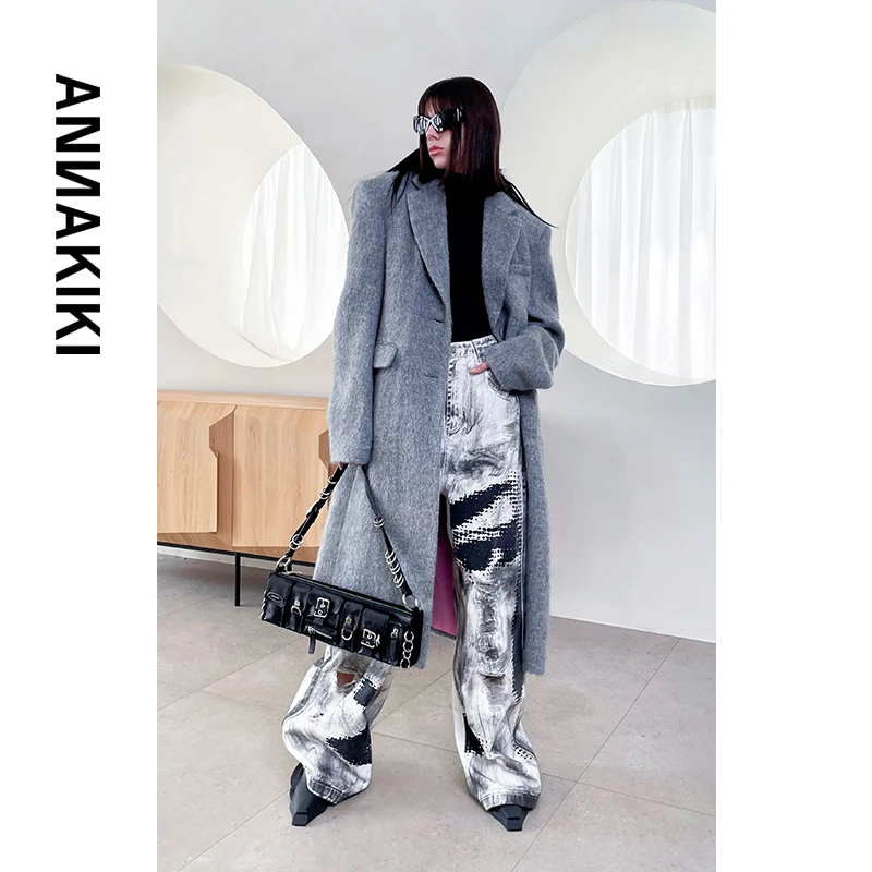 ANNAKIKI 长绒毛香蕉袖呢大衣 3C4X1749H533