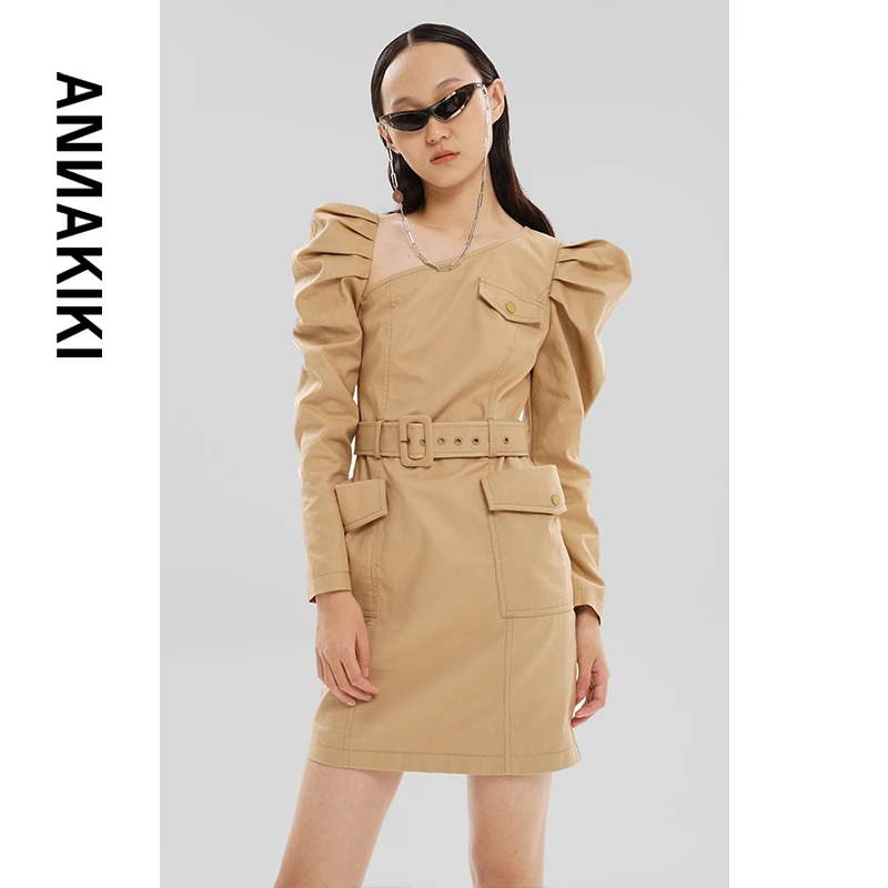 【AUNISEX专属】ANNAKIKI 泡泡袖工装感连衣裙 3A10828522A