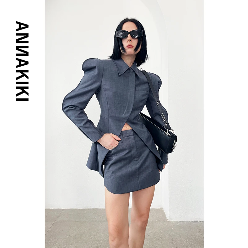 【AUNISEX专属】ANNAKIKI 精纺3D波浪袖开叉外套 3C4X0615H675