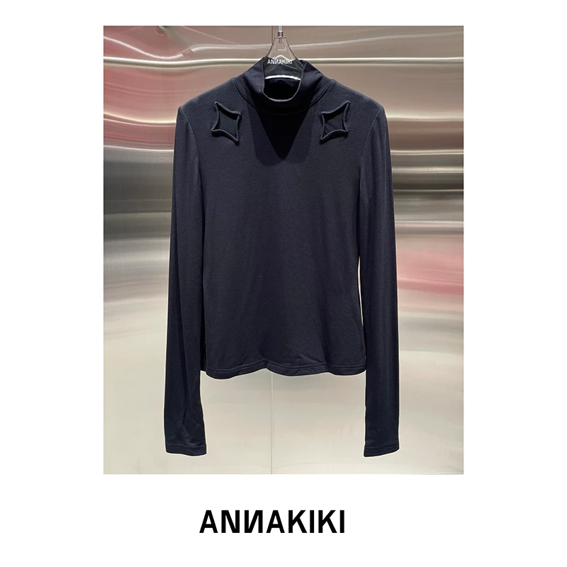 ANNAKIKI 立体四芒星高领气质设计师长袖打底上衣 3D4B0205H298