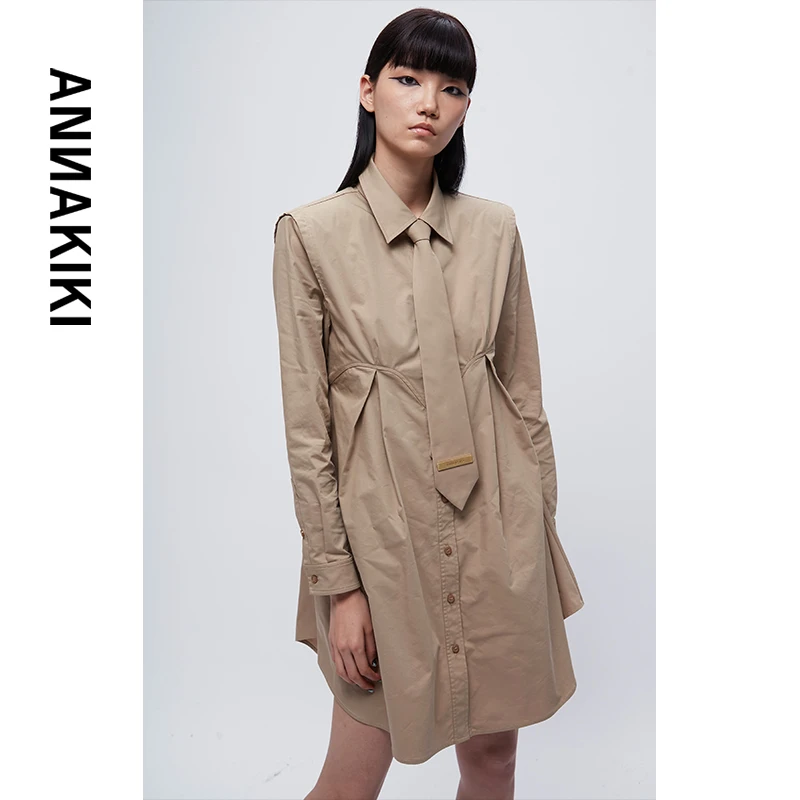 【朱迪专属】ANNAKIKI  衬衫领带收腰连衣裙3A40828238A