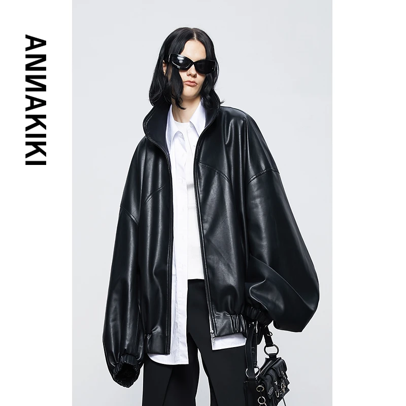 ANNAKIKI 超大宽松皮衣 3D4B0615H610