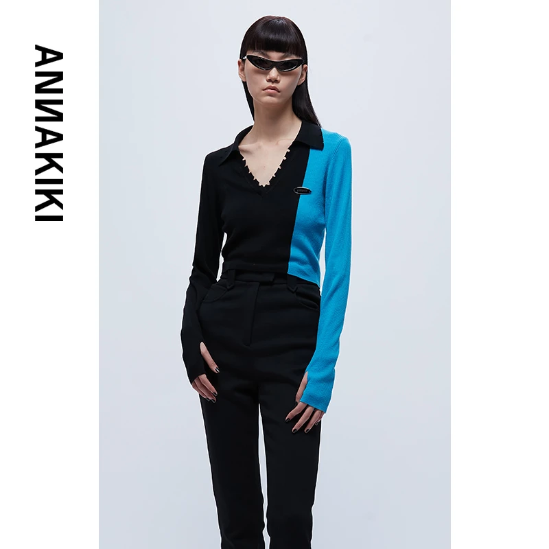 【AUNISEX专属】烂边撞色毛衫 3A40720623A