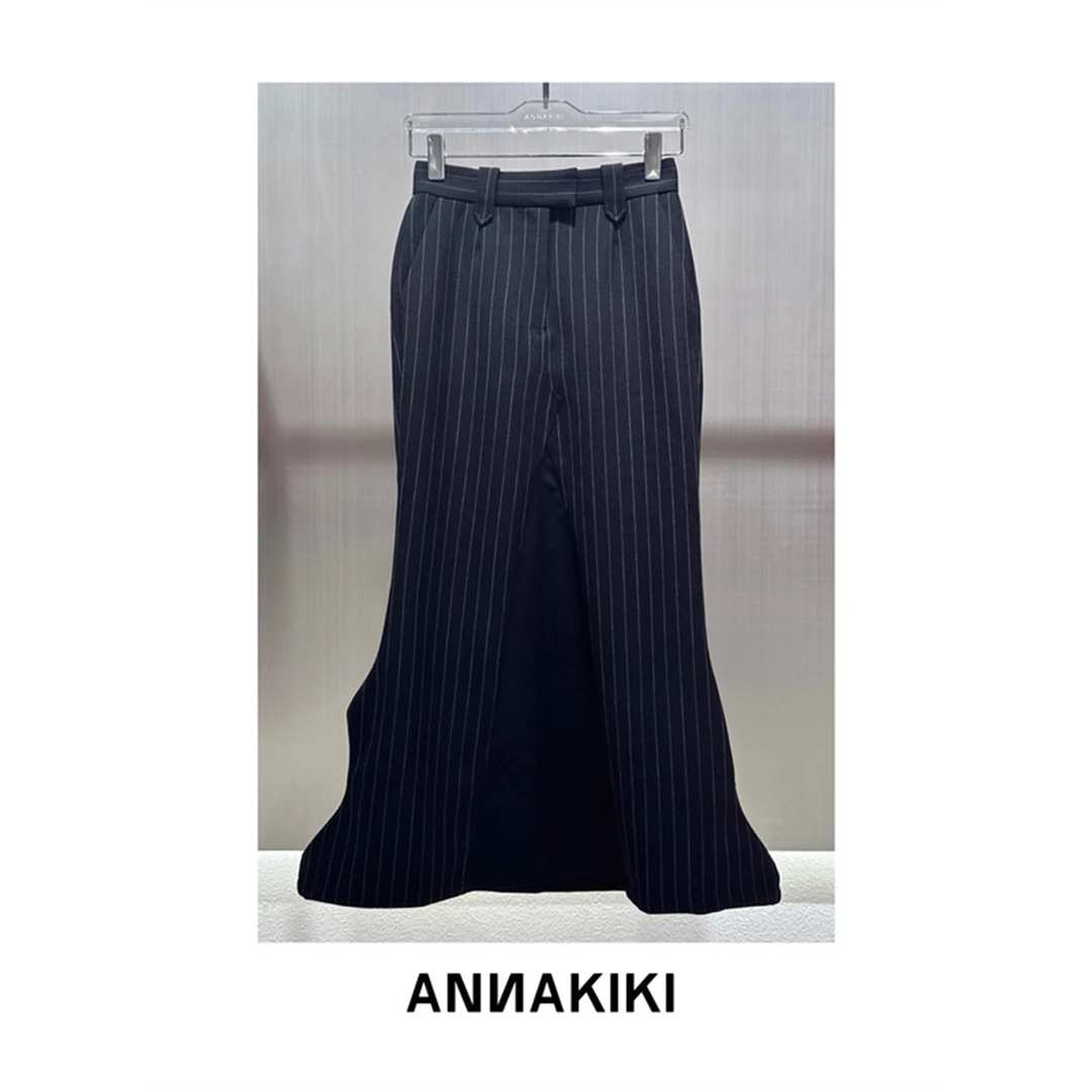 ANNAKIKI 精仿波浪条纹长裙 3B41132431X