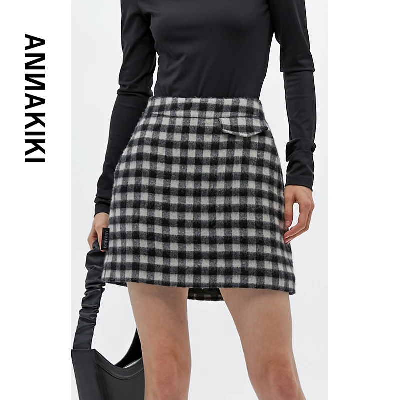 【AUNISEX专属】ANNAKIKI格纹羊毛半裙3A41131591A