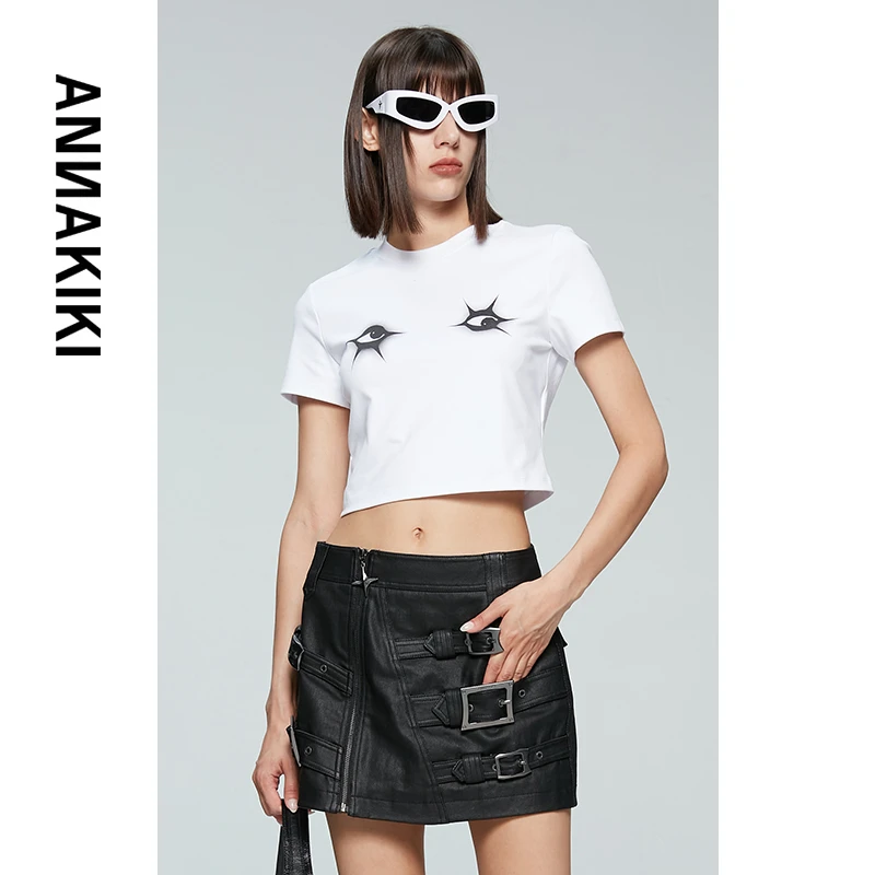 【AUNISEX 专属】 ANNAKIKI棘刺眼睛印花短款T恤3D2B0101H194