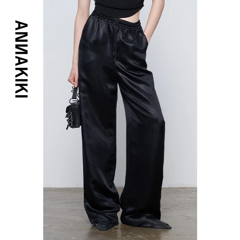 ANNAKIKI 醋酸暗纹休闲长裤 3D3B1233H709