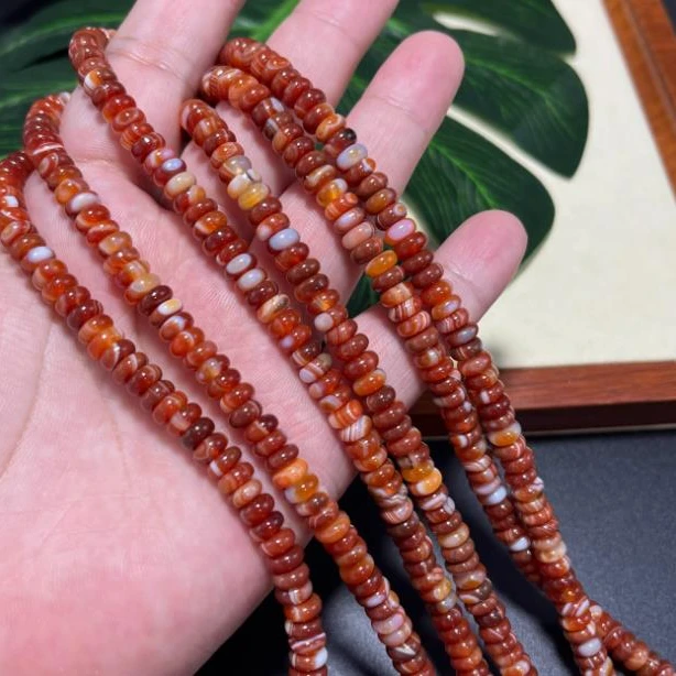 天然算盘红缠丝玛瑙隔片6*2.9mm散珠半成品DIY串珠项链手链隔珠