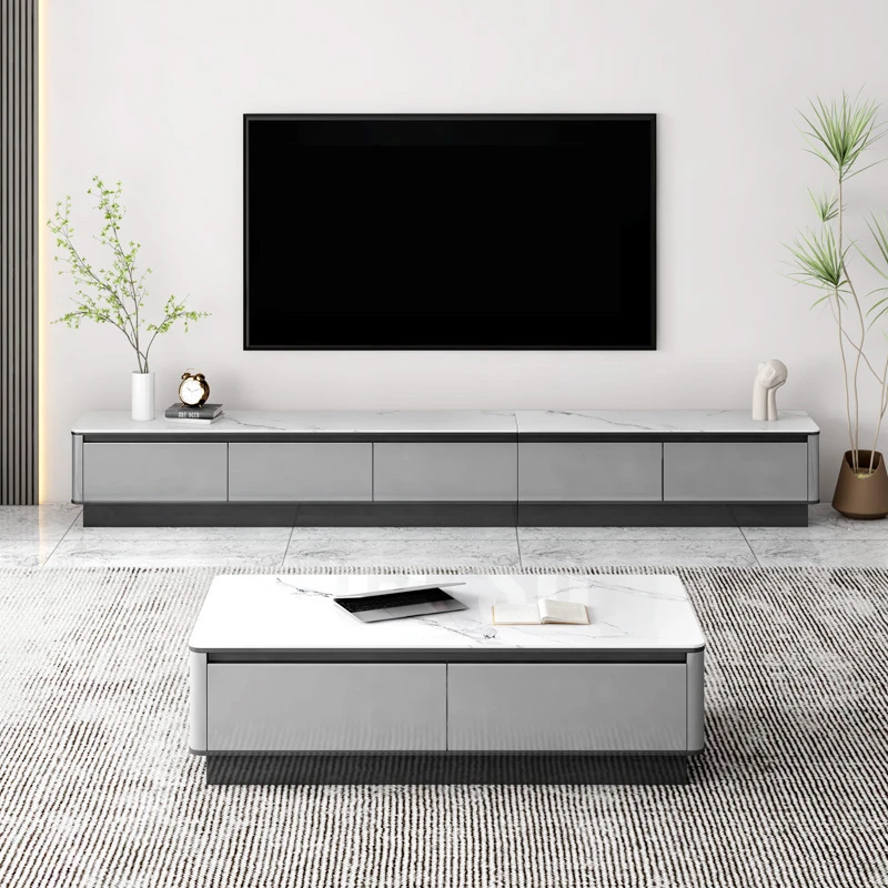 全实木极简岩板电视柜茶组合套餐几意式烤漆客厅现代简约