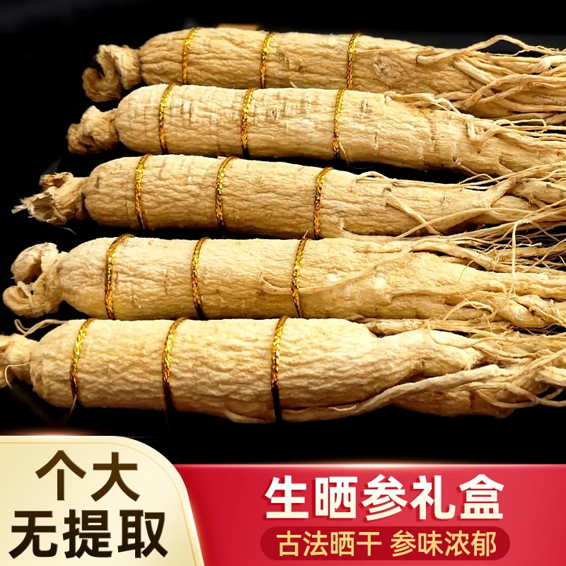 老根子大参东北长白山干人参礼盒装生晒参园参煲汤整支白参泡酒