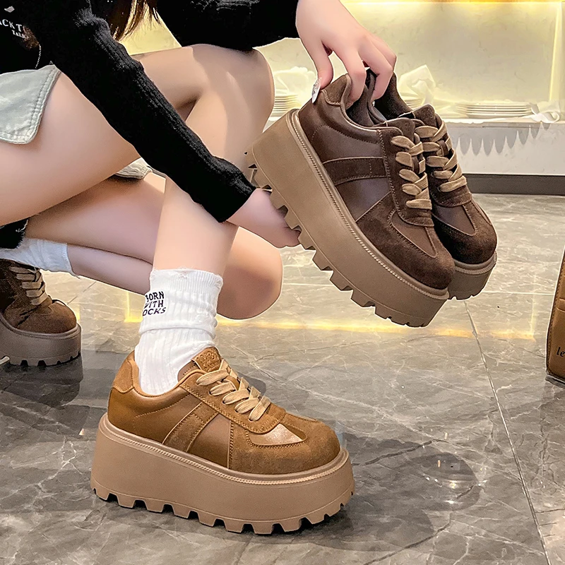 【南乔同款】2024年秋季新款韩版ins风平底厚底休闲增高松糕鞋女鞋