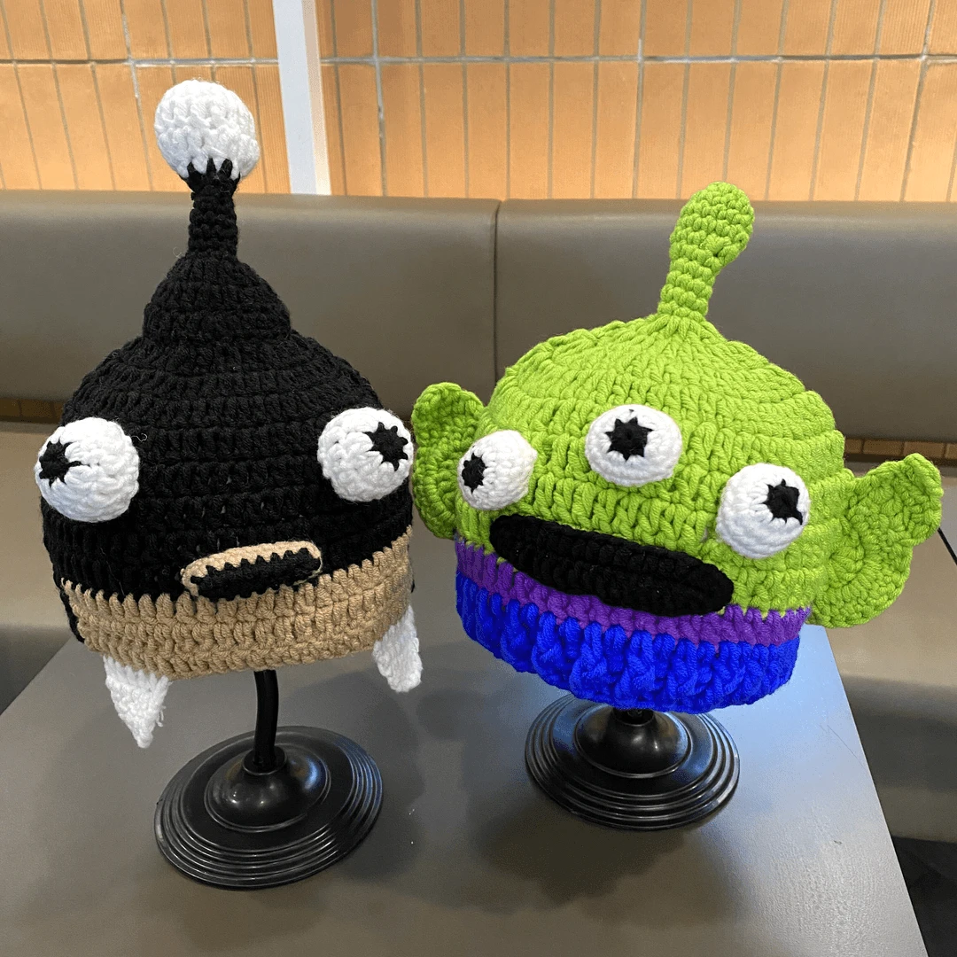 宝宝帽子秋冬网红搞怪手工针织帽婴儿个性超萌保暖套头帽毛线帽潮