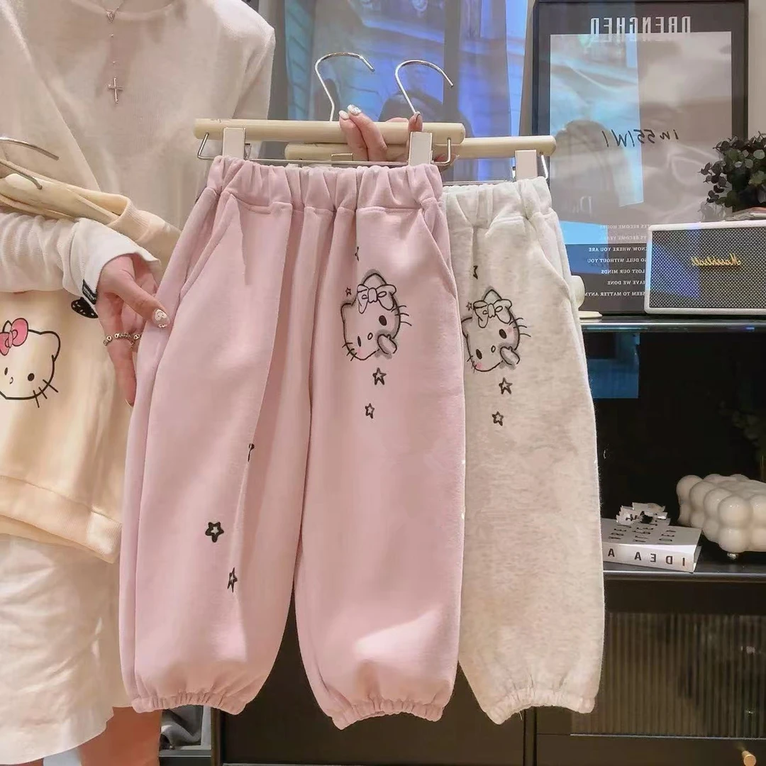 女童韩版甜美卡通卫裤2025春季新款女宝宝洋气时尚百搭卡通休闲裤