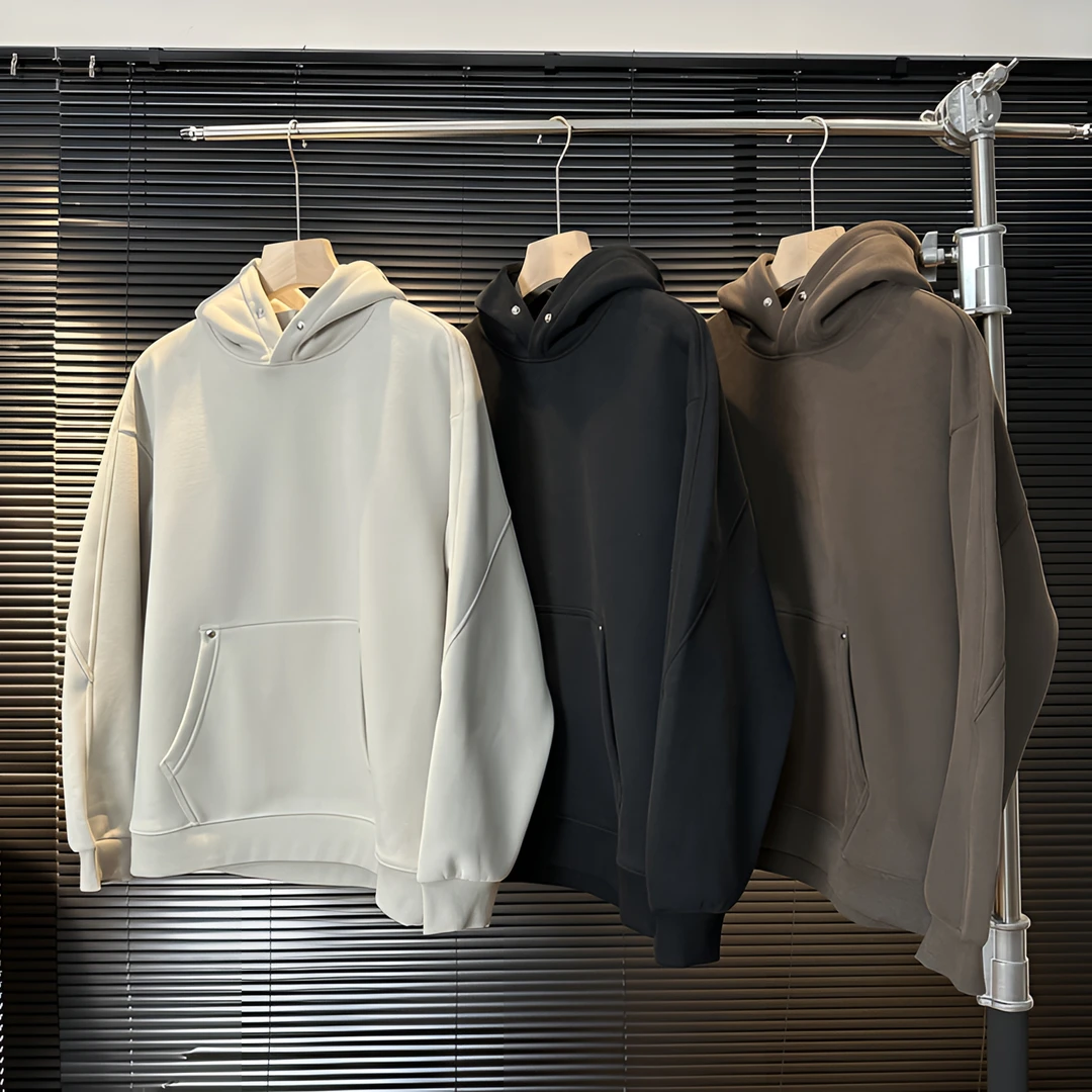 （楠楠)冬季新款加绒加厚连帽卫衣纯色百搭休闲款潮流