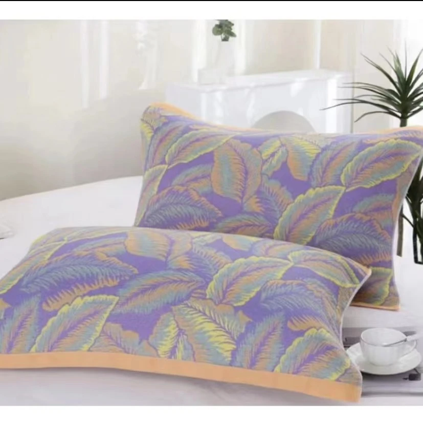 【京かわ会社】一对装两只多层纱布枕巾52*78cm 紫叶子