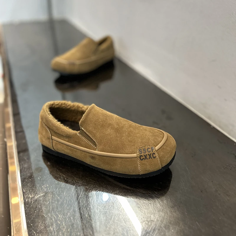 棉瓢鞋男冬季加绒保暖一脚蹬乐福鞋软底豆豆单棉同款驾车鞋