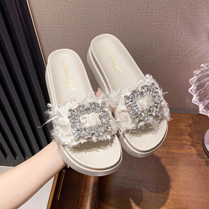 凉拖女外穿2024夏季新款松糕厚底百搭时尚软底防滑网红平底凉拖鞋