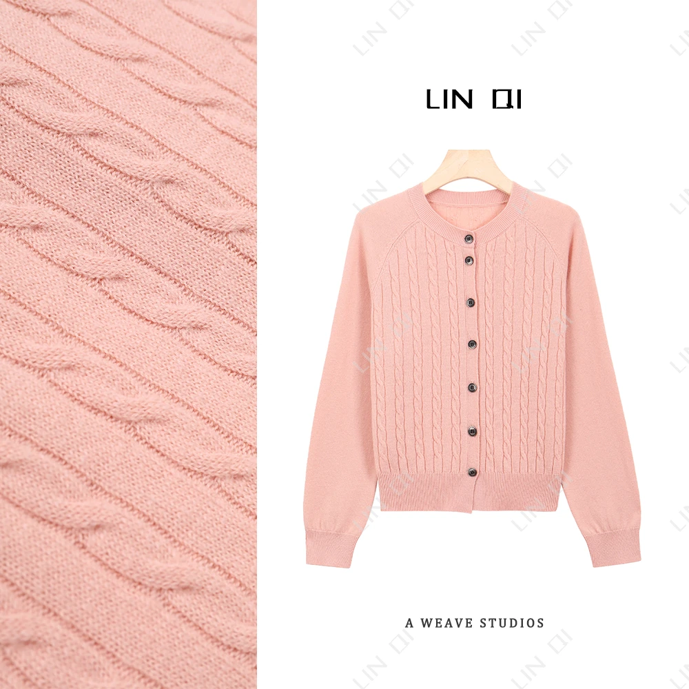 2024秋季新款女装气质百搭单排扣羊毛针织上衣