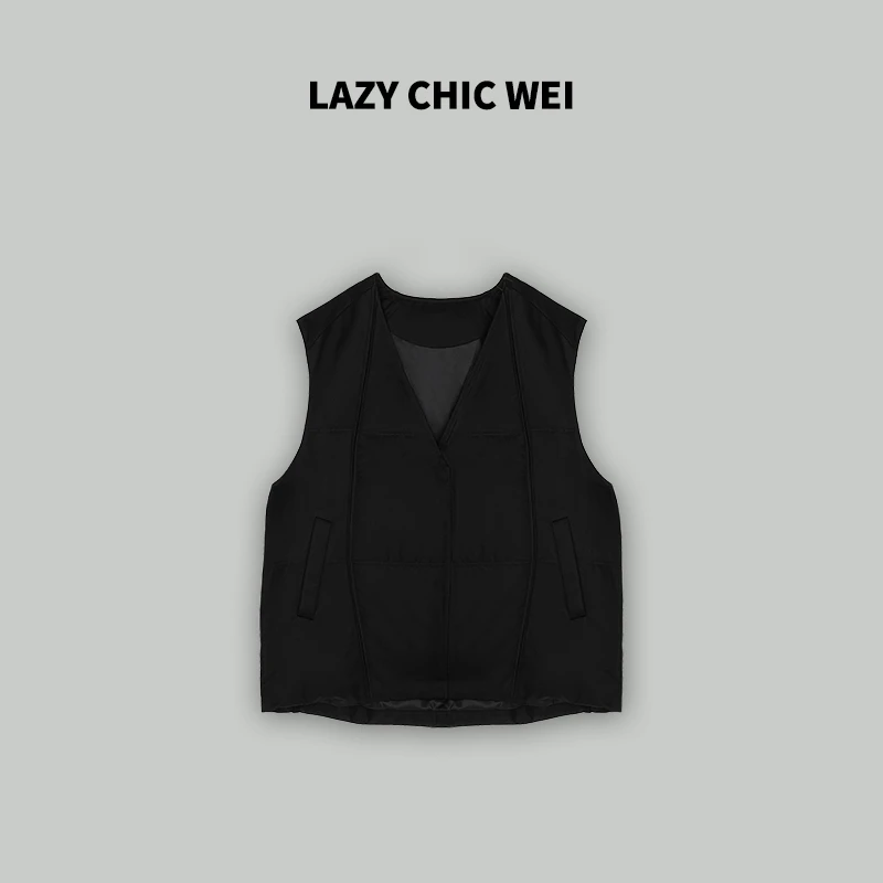 LAZY CHIC WEI ”高奢感“ 真丝羊毛混纺高品质鹅绒马甲 2437AWW424