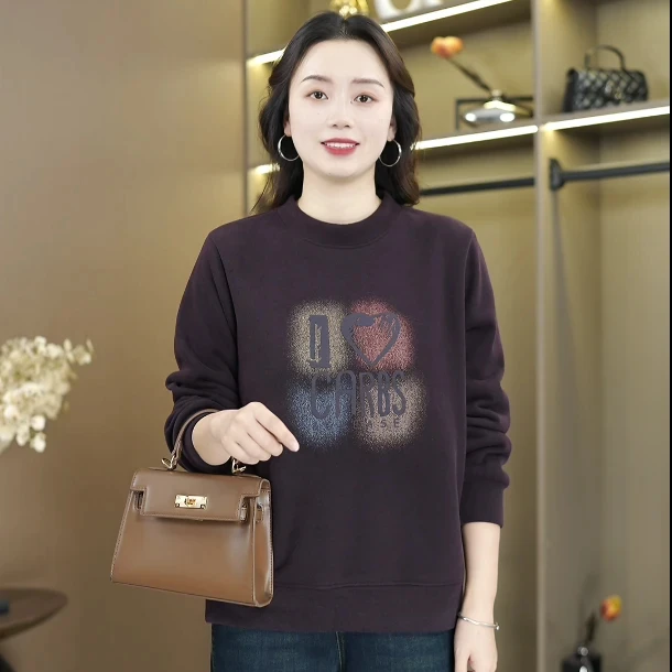 【多彩加绒】正肩冬季新款简单百搭卫衣遮肚子显瘦打底上衣S