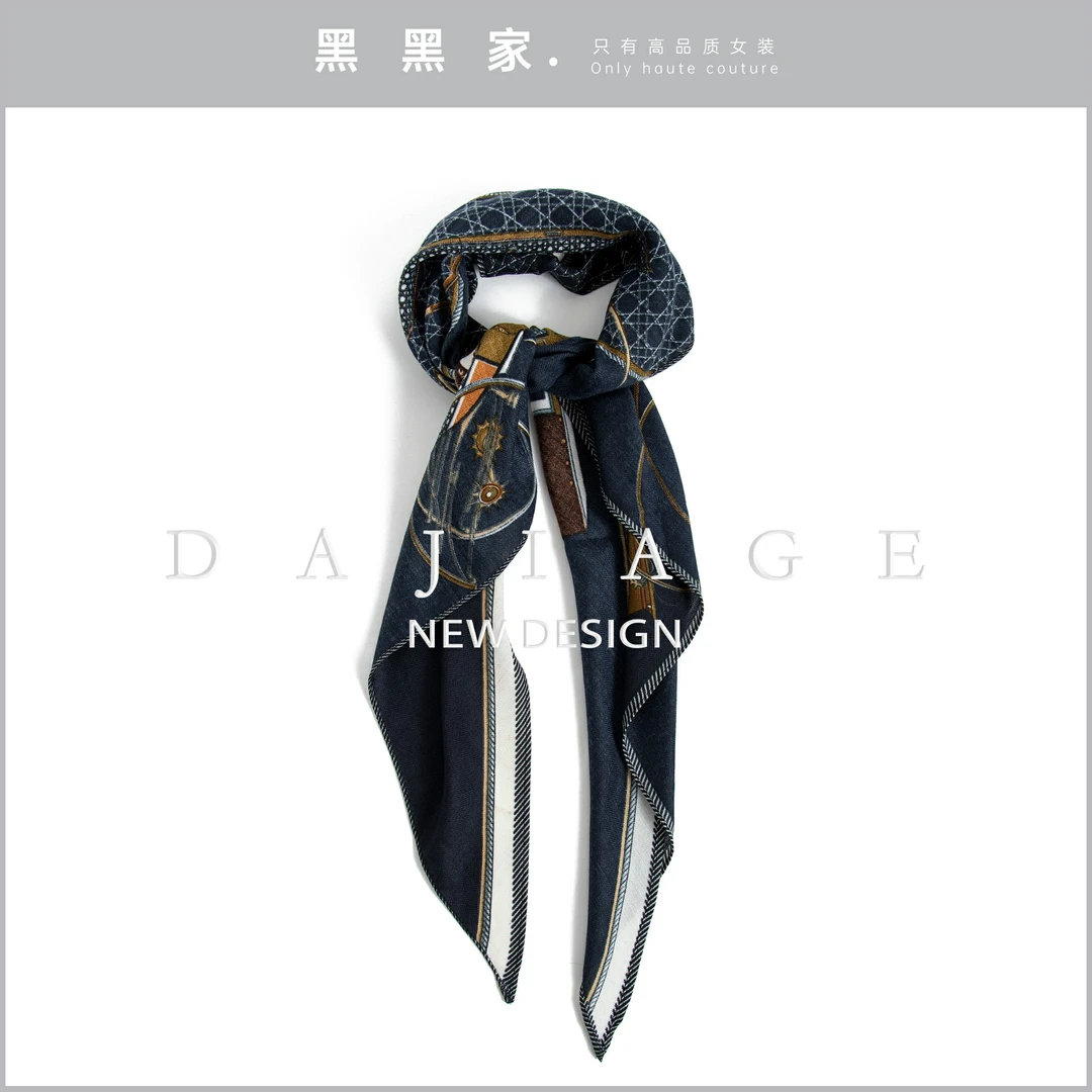 【黑黑家】新款女款气质复古印花丝巾