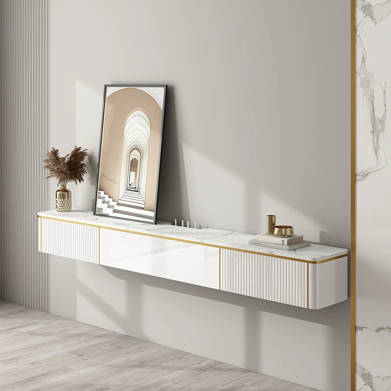 岩板纹客厅悬空壁挂式轻奢现代电视机柜2020年新款窄款小户型简约