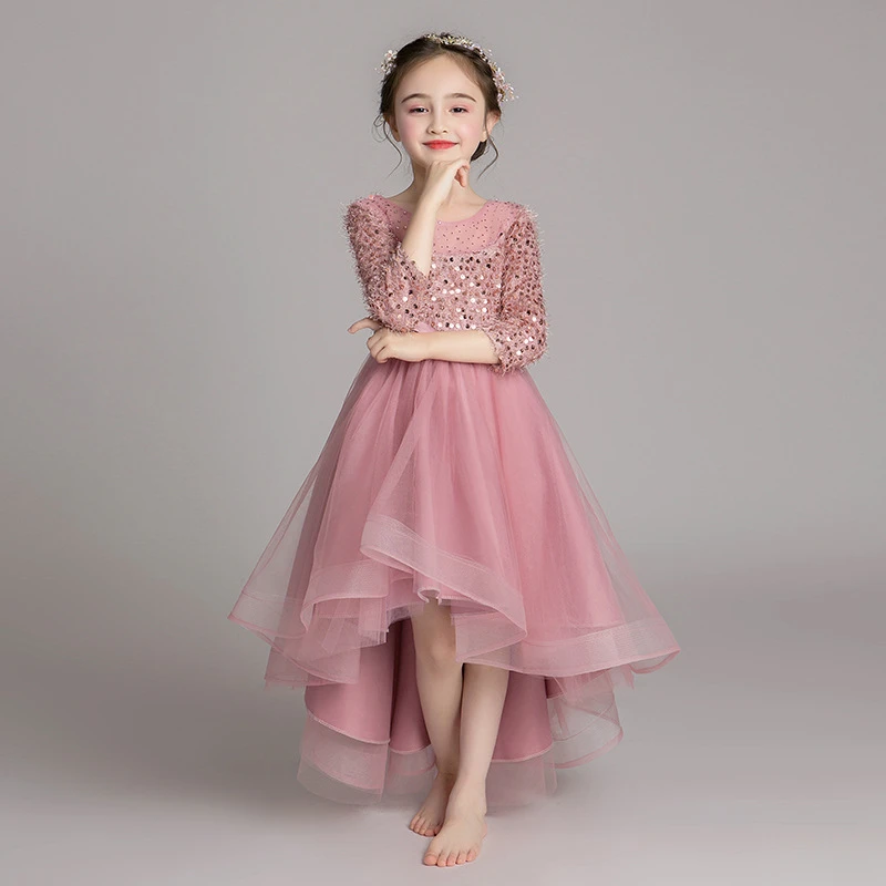 女童走秀晚礼服花童婚纱裙蓬蓬纱儿童公主裙主持人钢琴演出服洋气