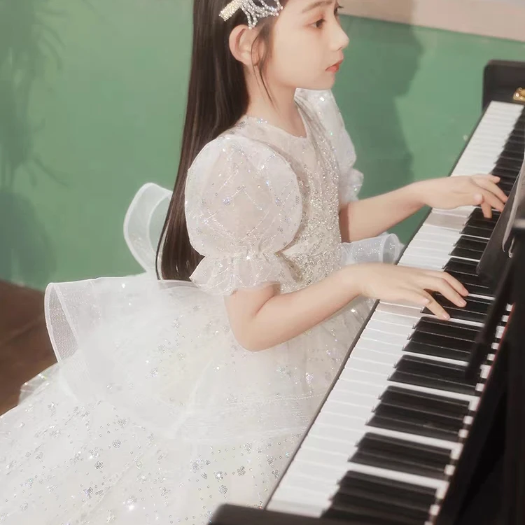 女童生日礼服儿童蓬蓬公主裙花童婚礼小女孩主持人钢琴演出服高端